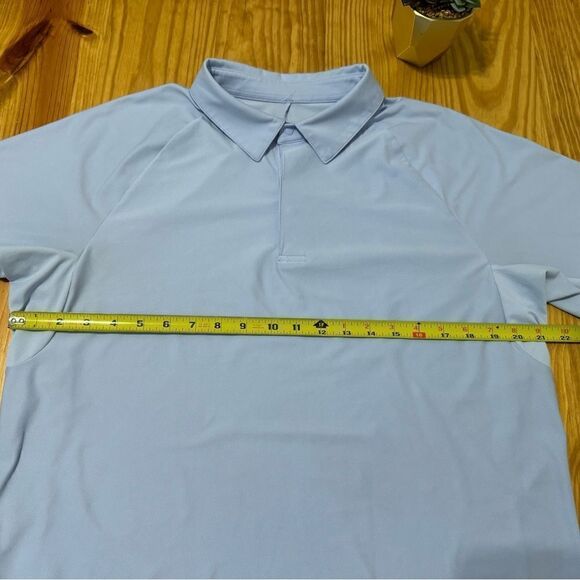 Lululemon Stretch Golf Polo Mens Size LRG Light Blue Snap Button LM3DIYS - Picture 3 of 5